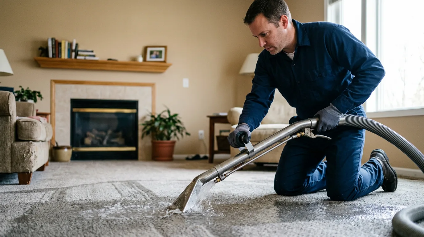 Water damage restoration technician working near Jackson Center, OH